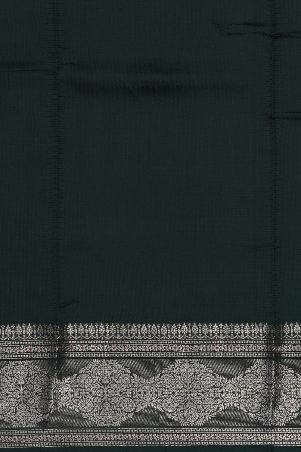 Image of Floral Printed Black Silk Saree