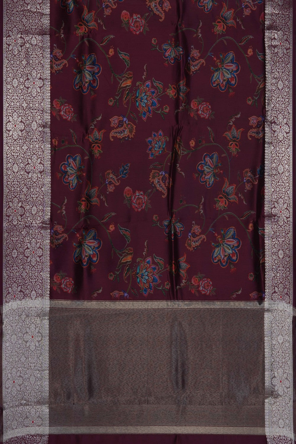 Image of Maroon Printed Silk Saree