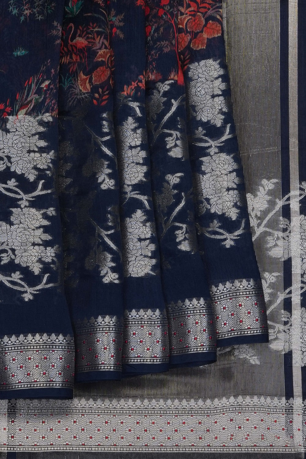 Image of navy-blue-printed-silk-saree-p-18940704