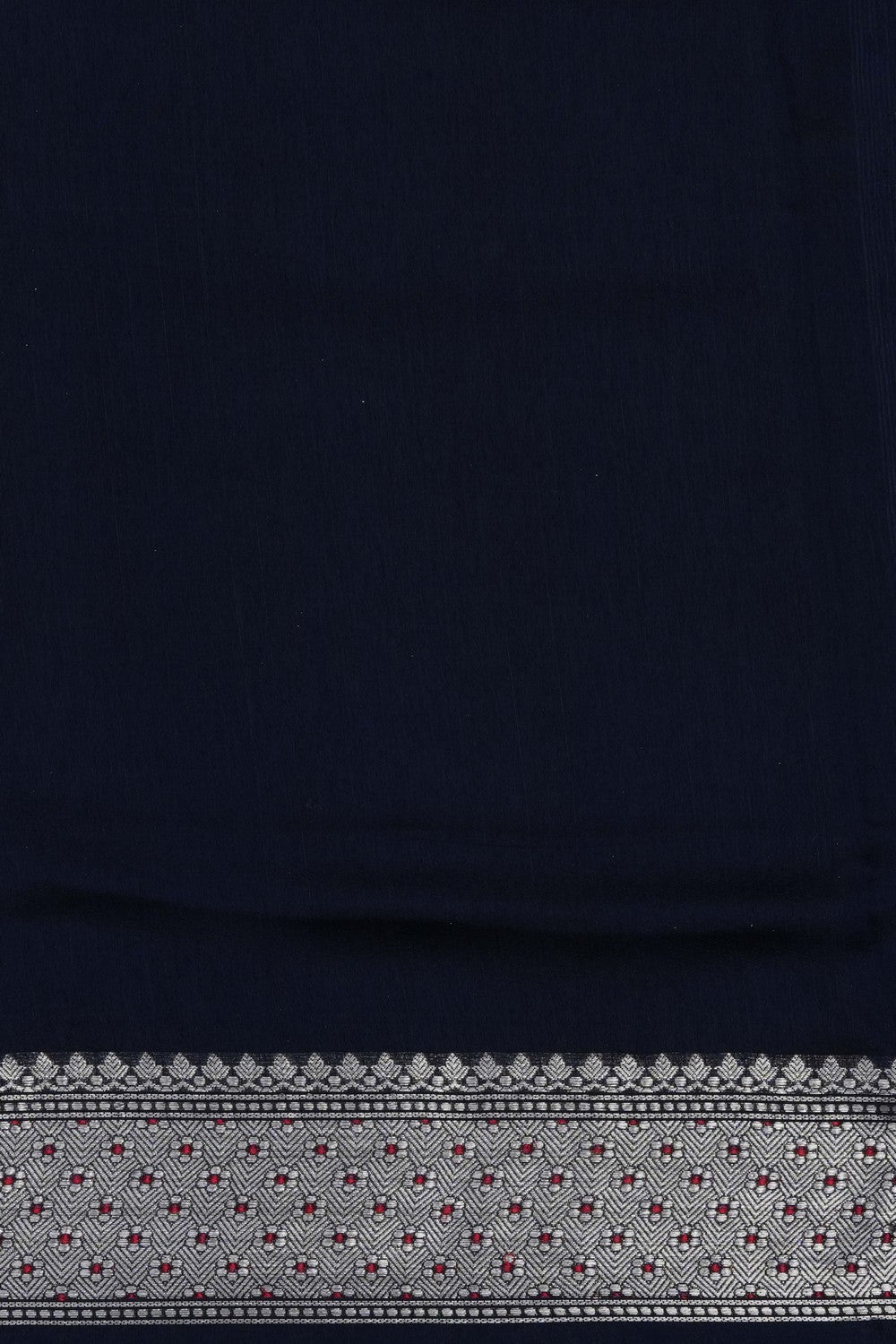 Image of Navy Blue Printed Silk Saree