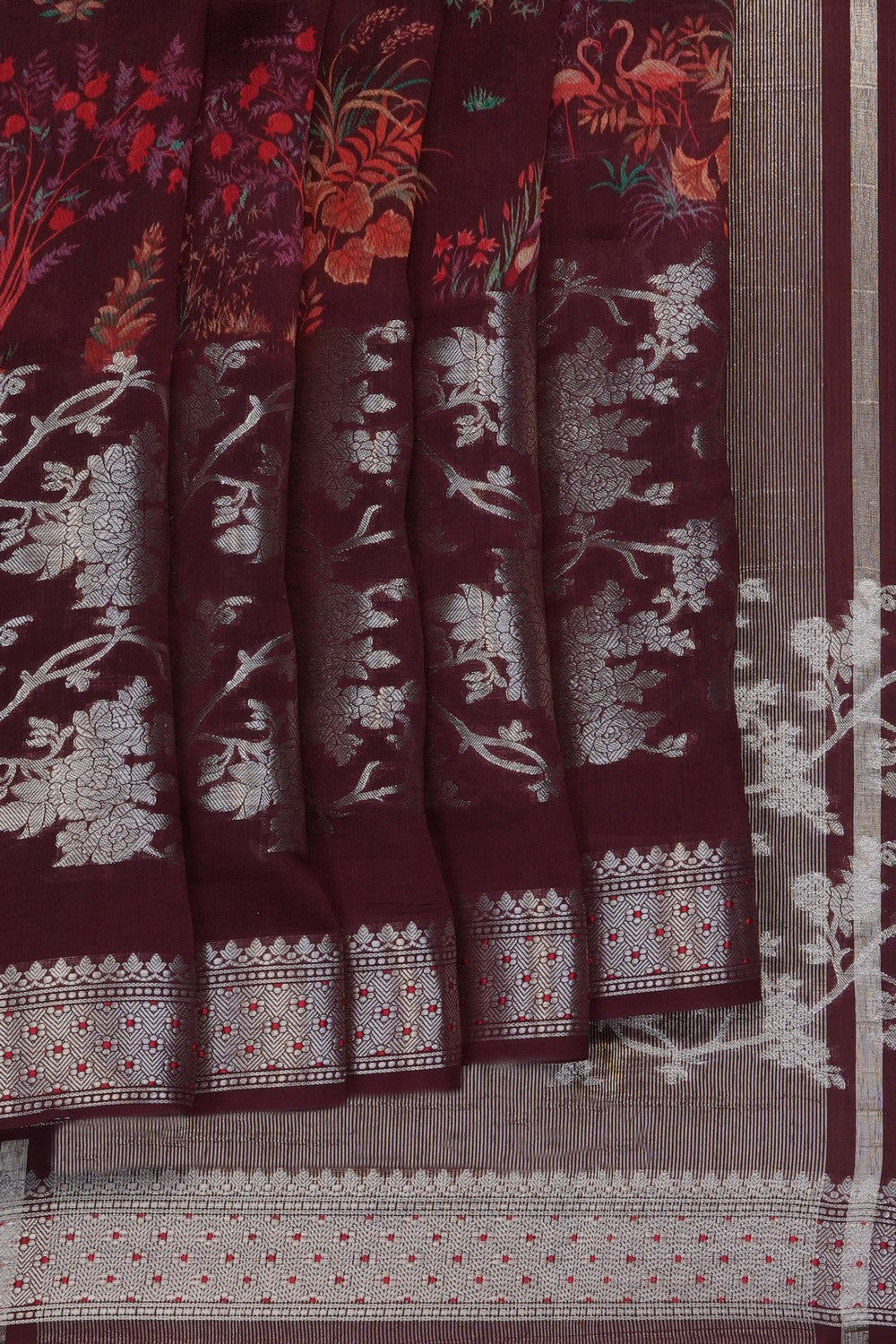 Image of maroon-printed-silk-saree-p-18940703