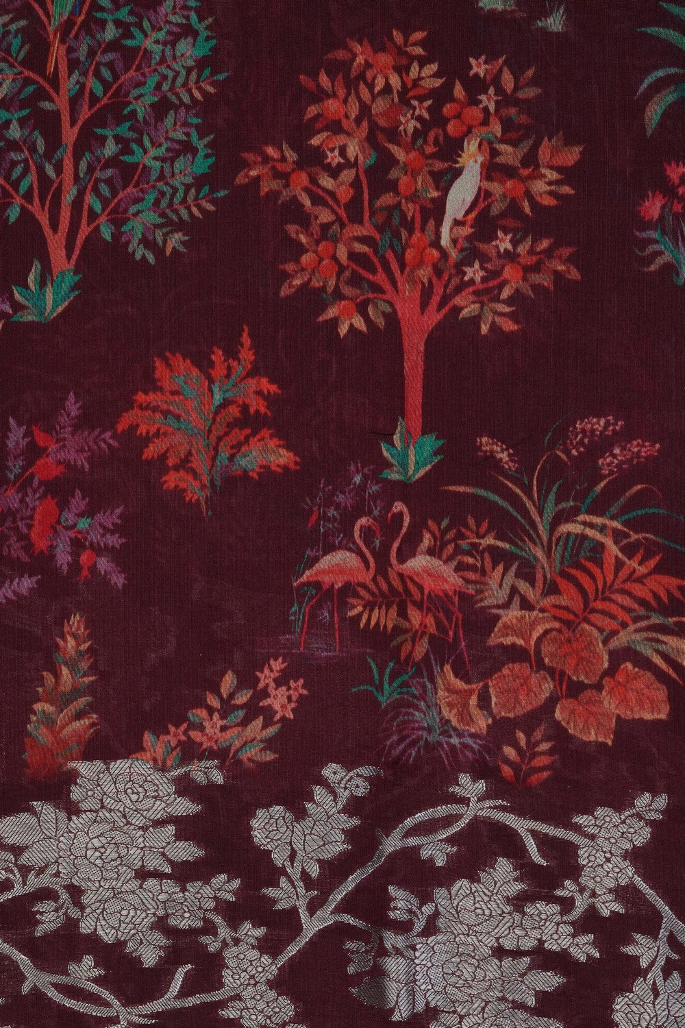 Image of Maroon Printed Silk Saree