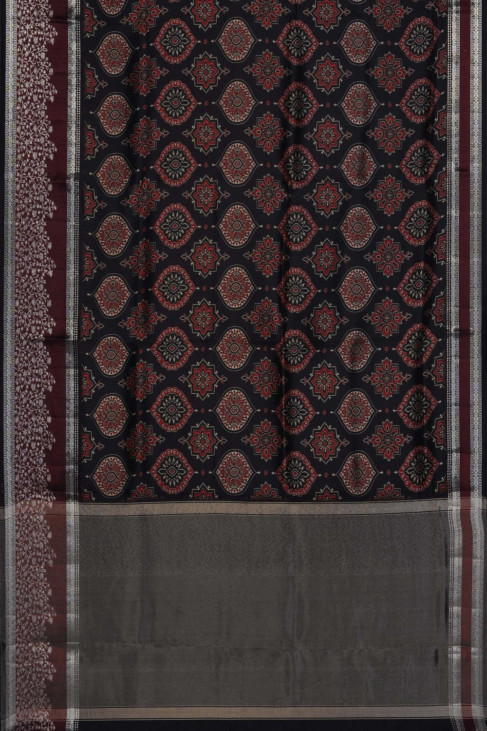 Image of Black Printed Silk Saree