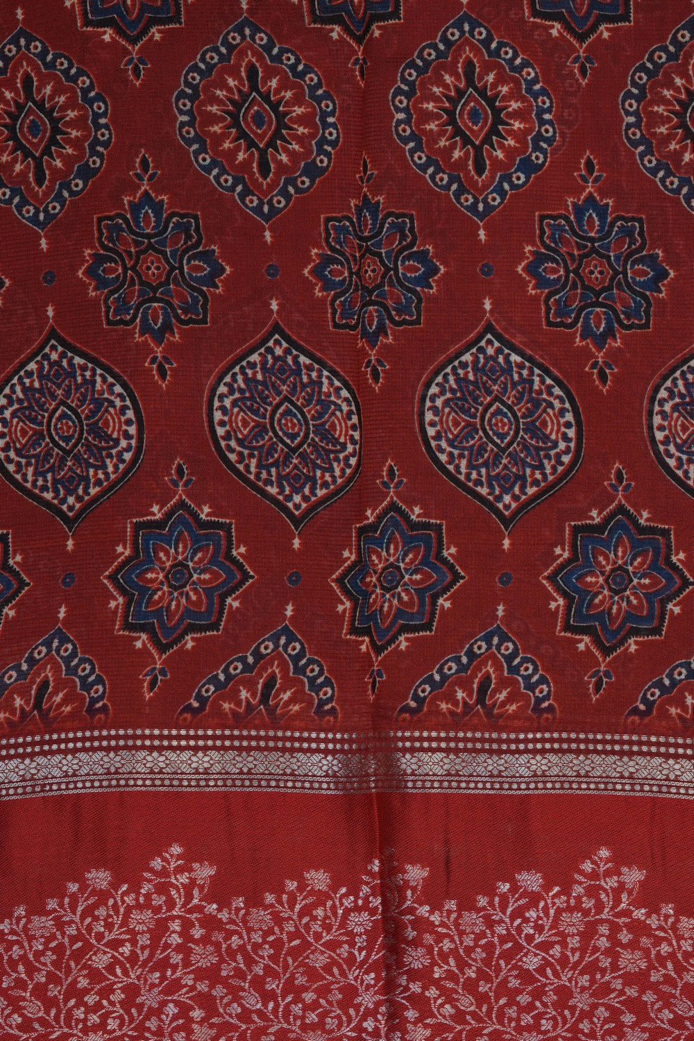 Image of Red Printed Silk Saree
