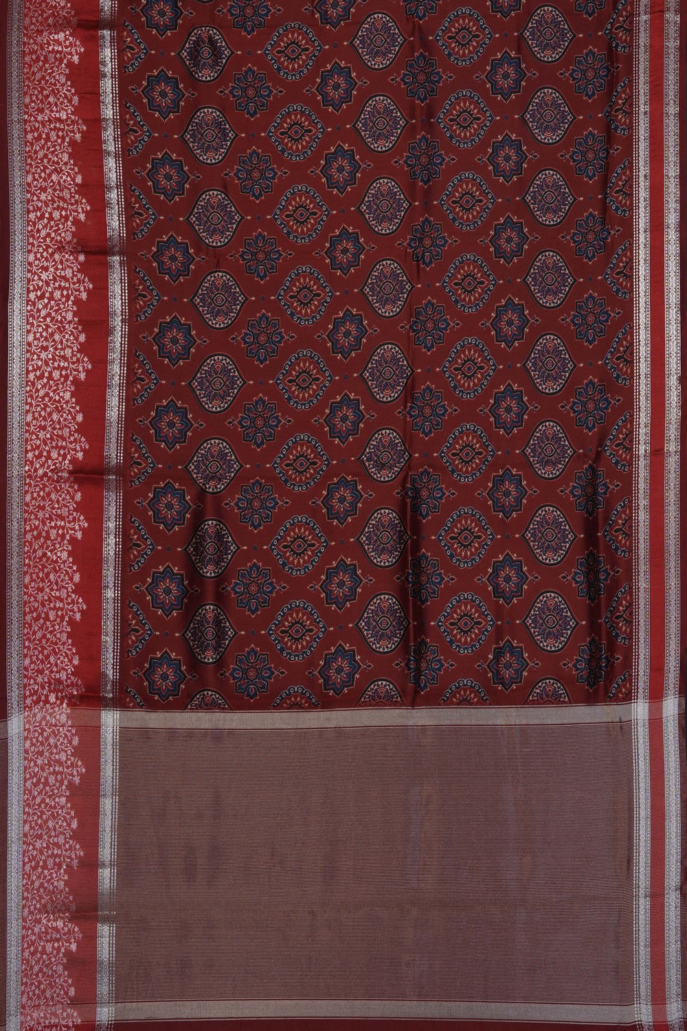 Image of Red Printed Silk Saree