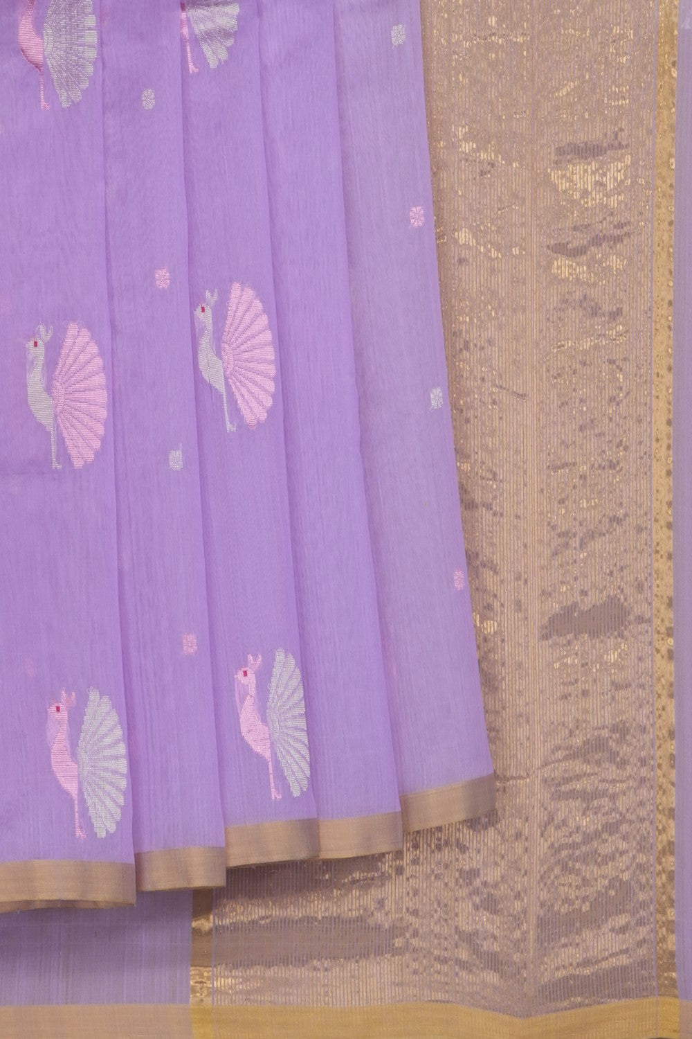 Image of Lavender Chanderi Silk Cotton Saree