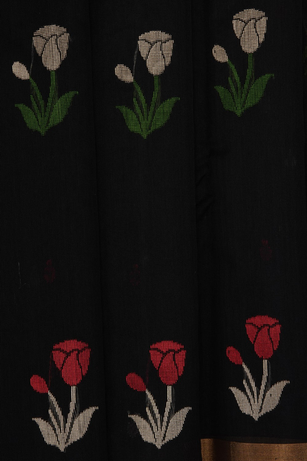 Image of Black Chanderi Silk Cotton Saree