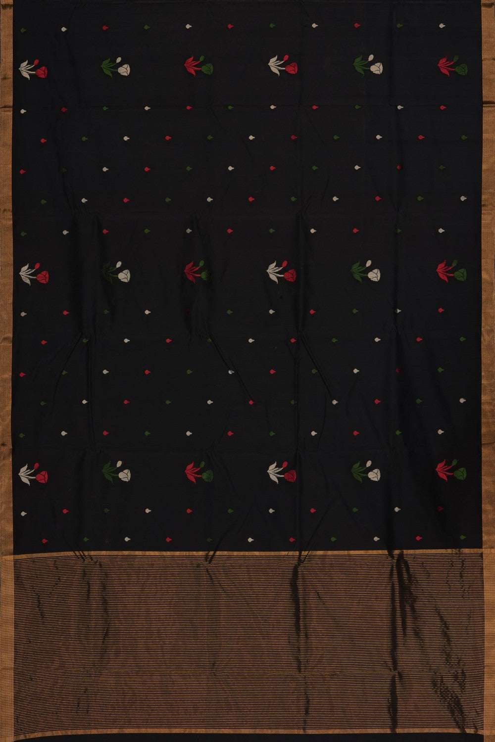Image of Black Chanderi Silk Cotton Saree