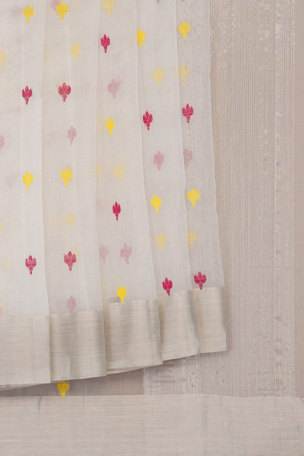 Image of Off-White Chanderi Kora Saree