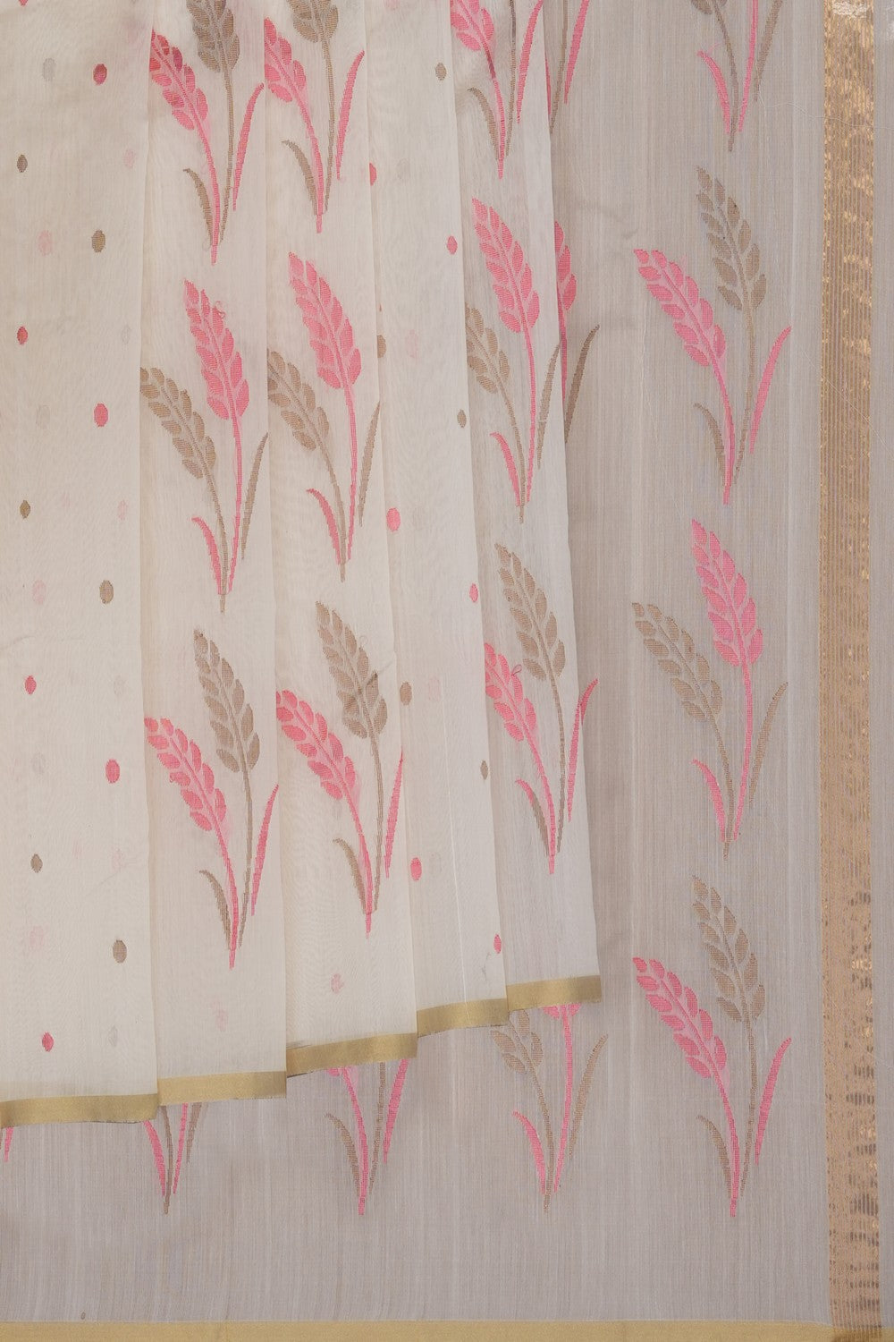 Image of Off-White Chanderi Silk Cotton Saree