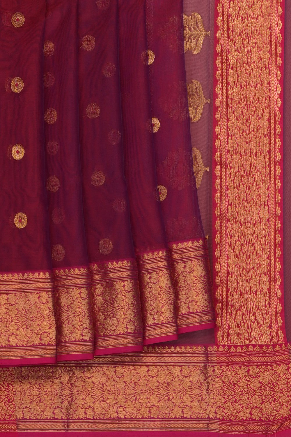 Image of Magenta Chanderi Kora Saree