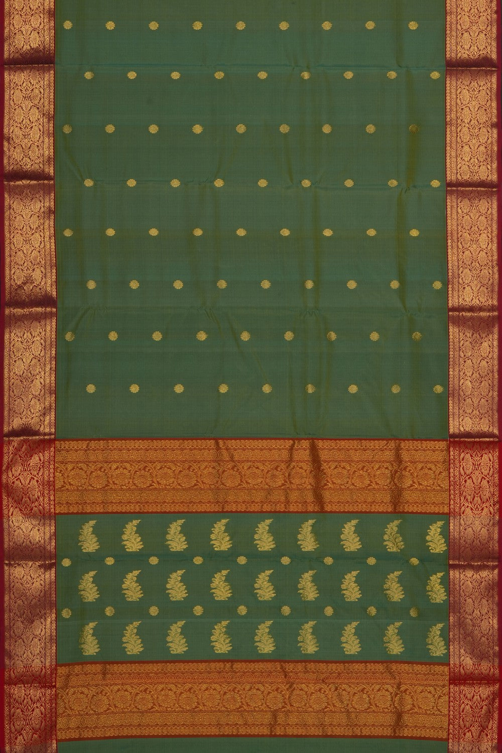 Image of Green Chanderi Kora Saree