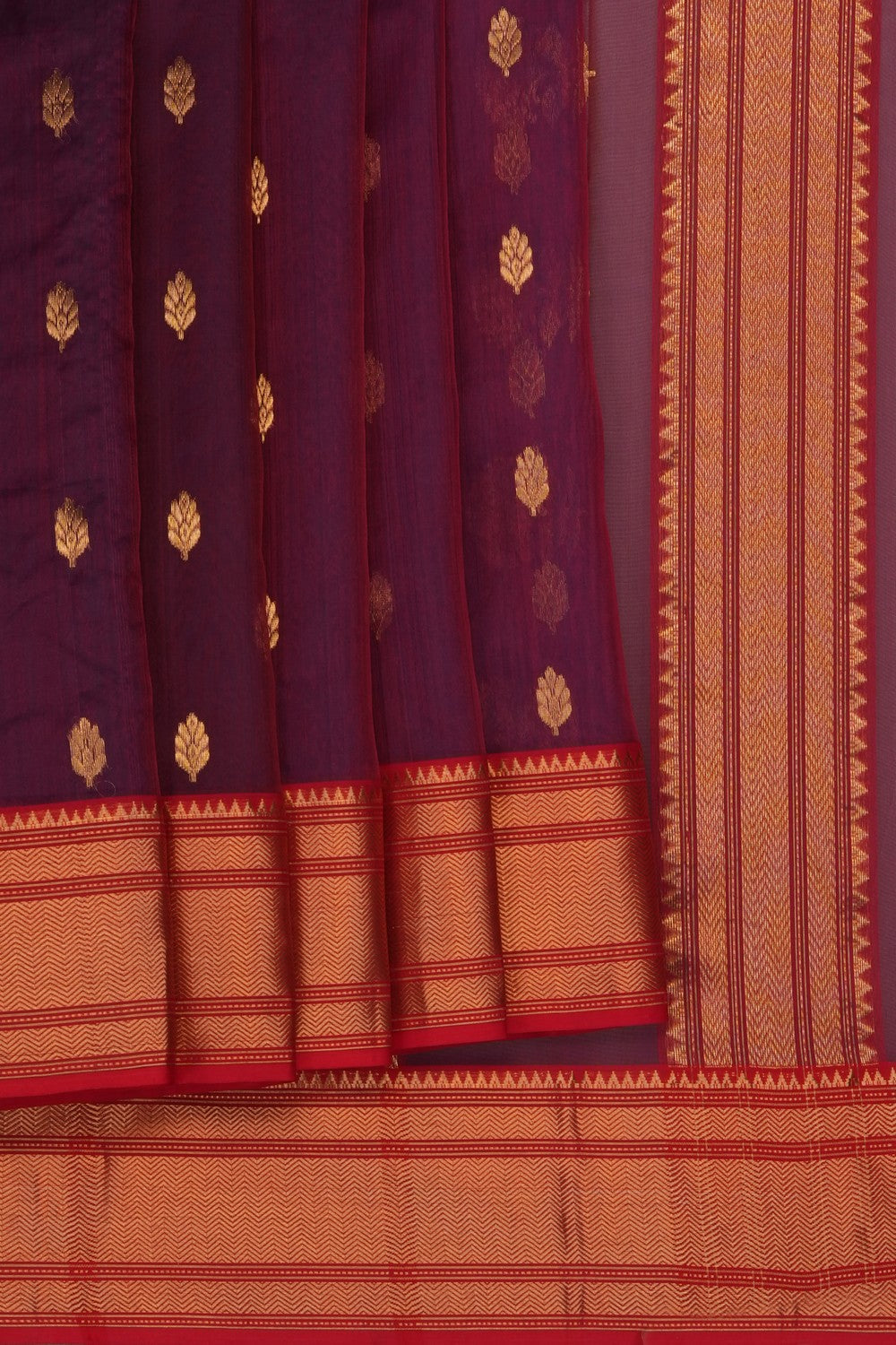 Image of Purple Chanderi Kora Saree
