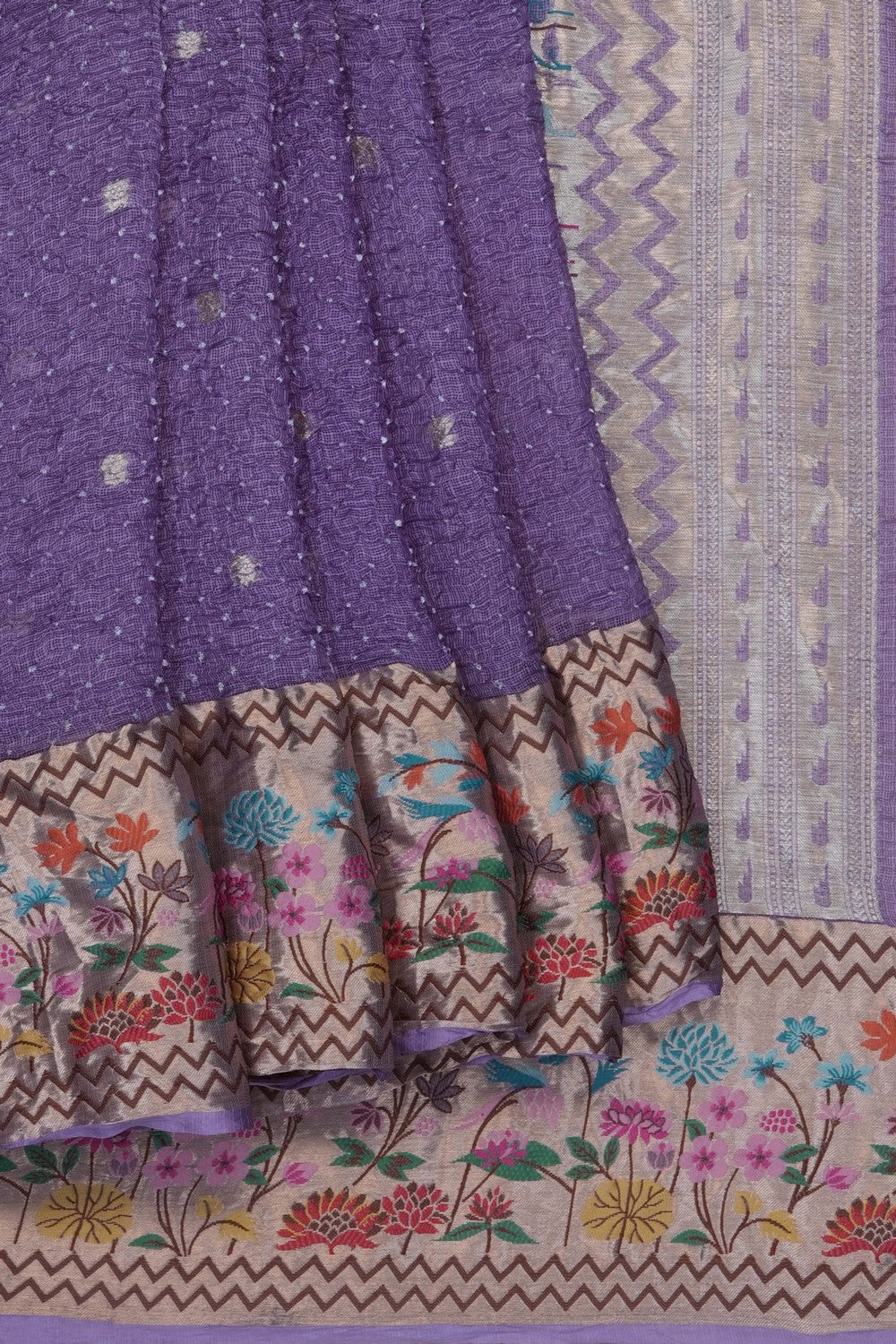 Image of Purple Kota Bandhani Saree