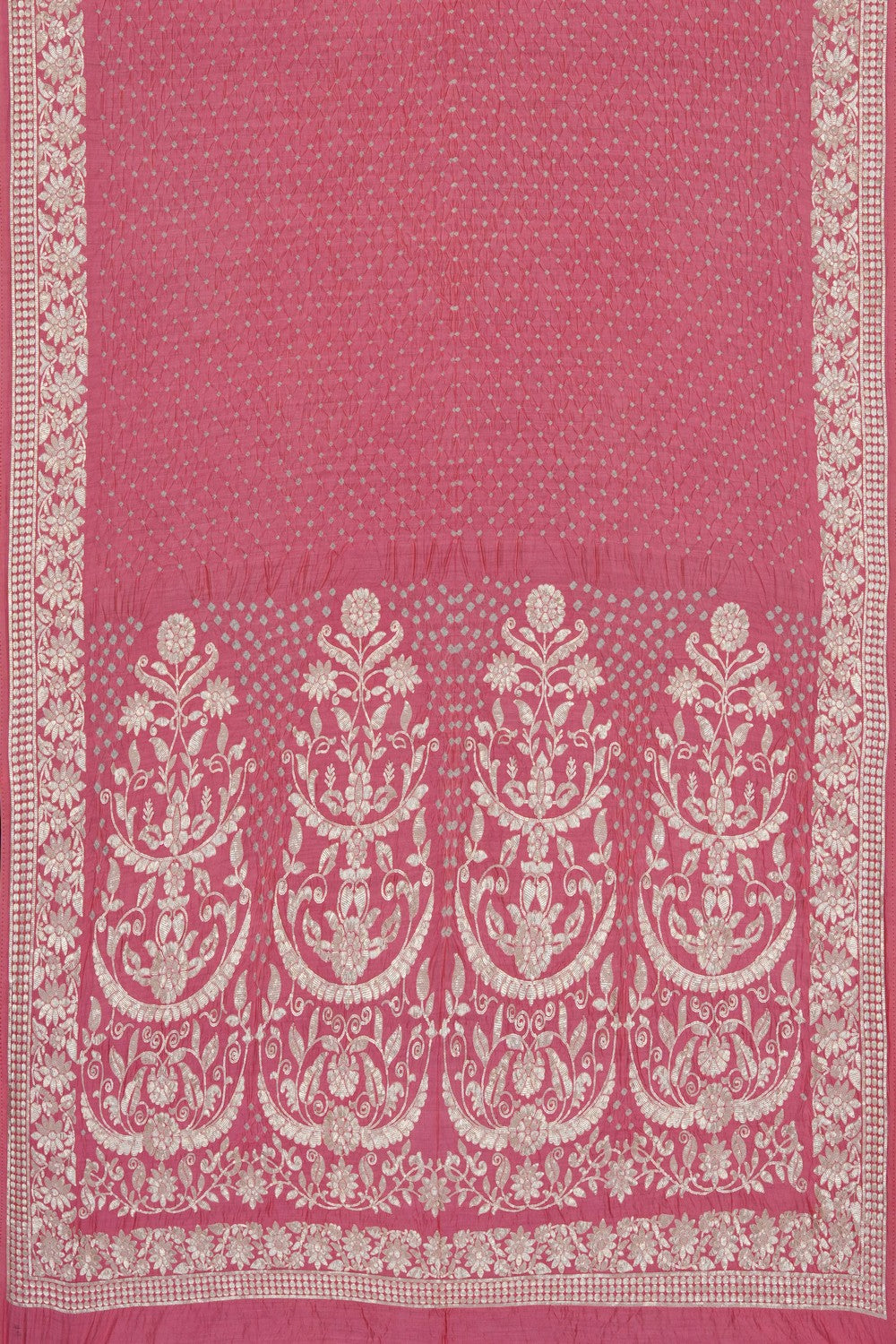 Image of Peach Bandhani Saree