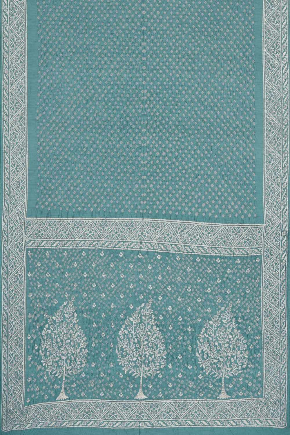 Image of Smoky Blue Bandhani Saree