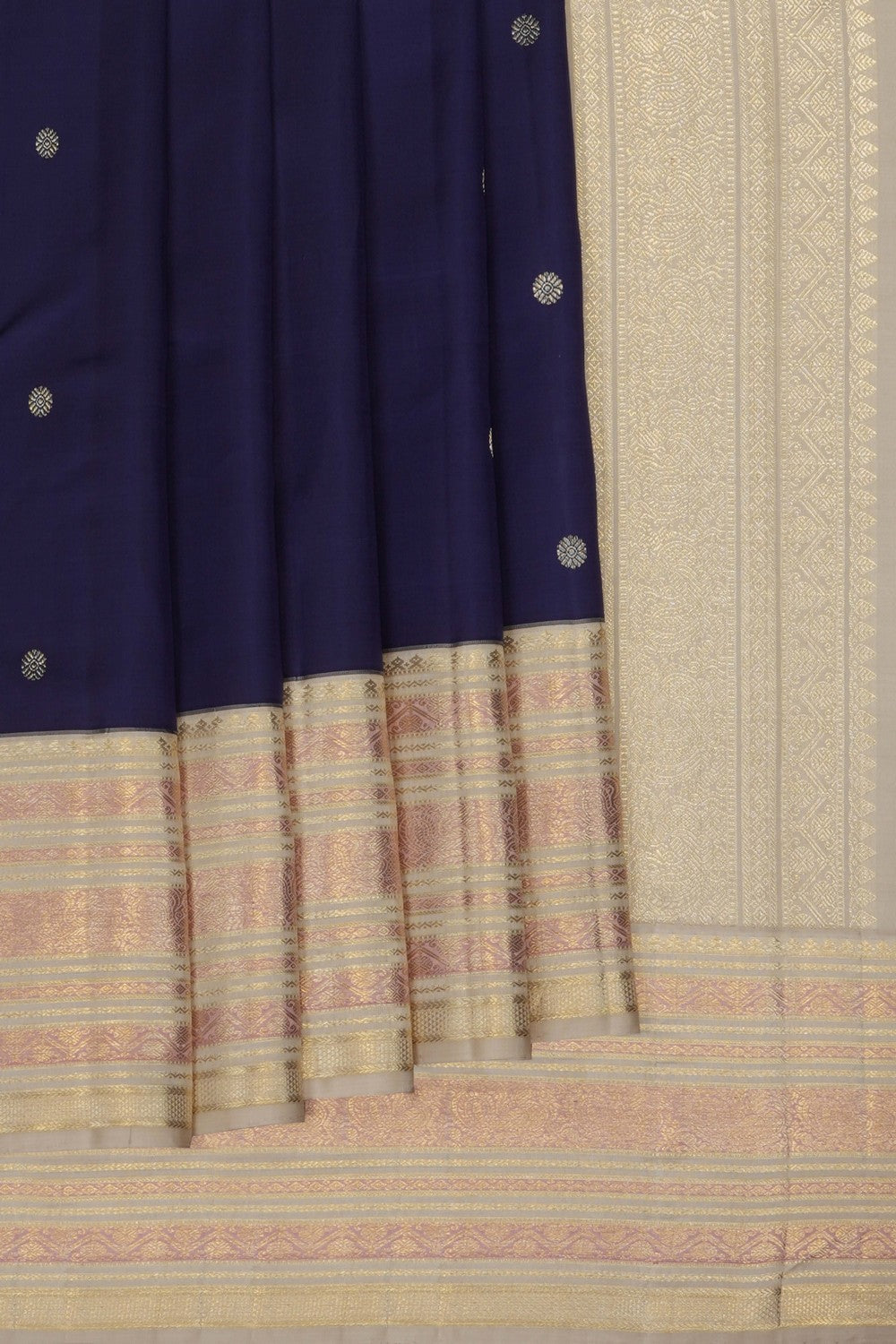 Image of Navy Blue Arani Silk Saree