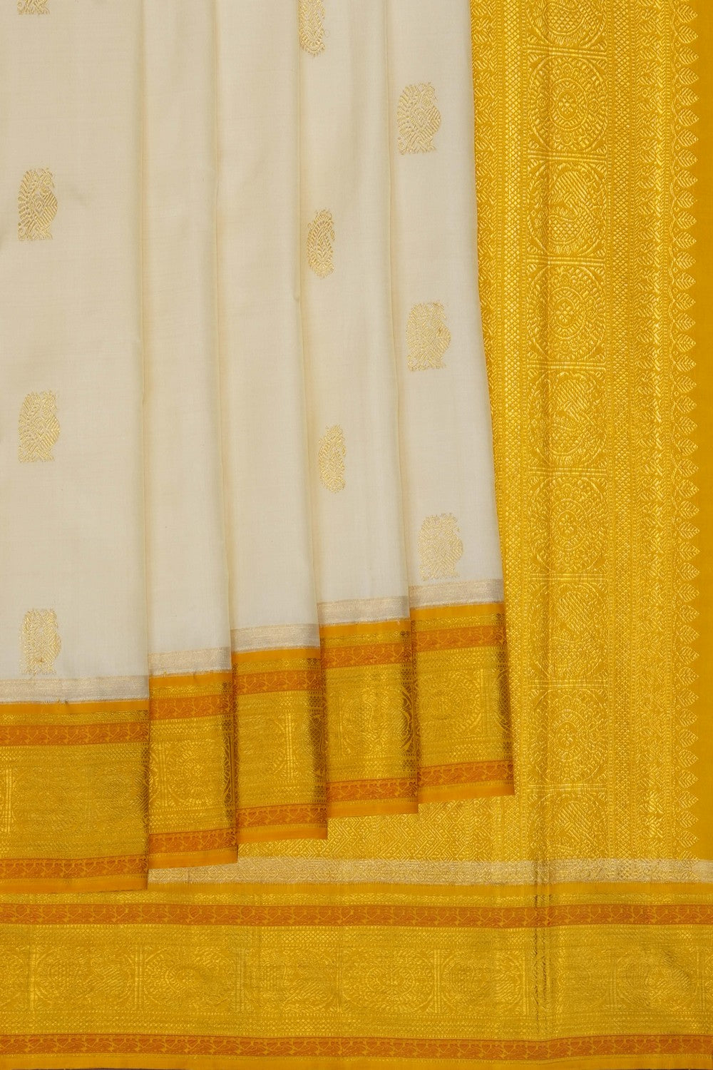 Image of Off-White Arani Silk Saree