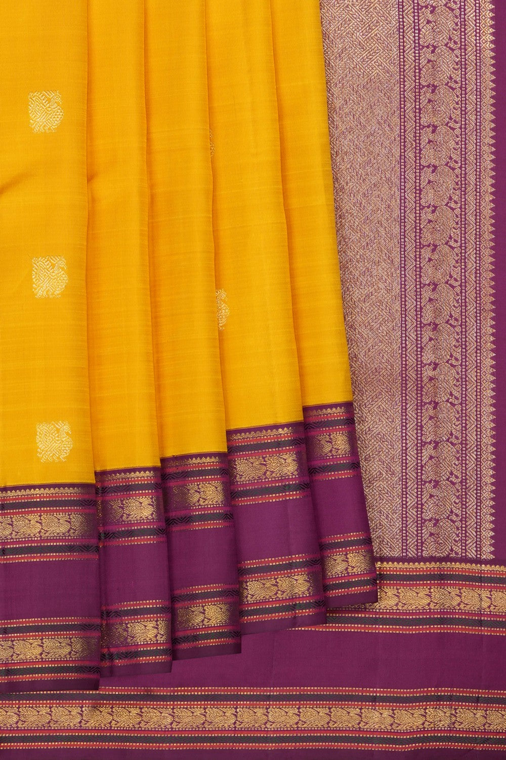 Image of Mustard Arani Silk Saree
