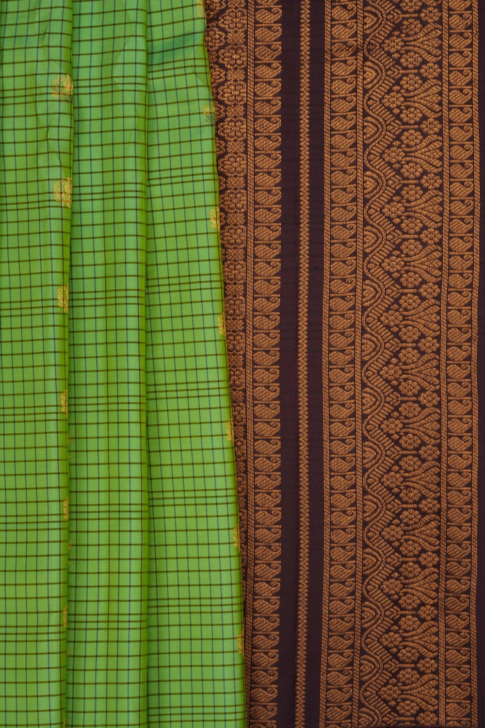 Image of Aqua-Green Gadwal Silk Kattam Saree