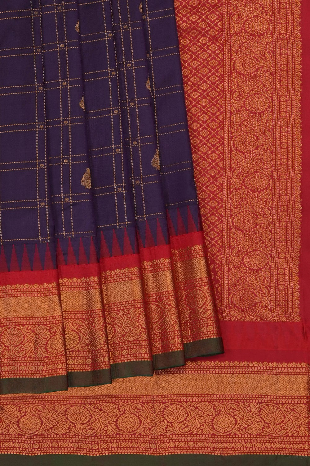 Image of Violet Gadwal Silk Kattam Saree