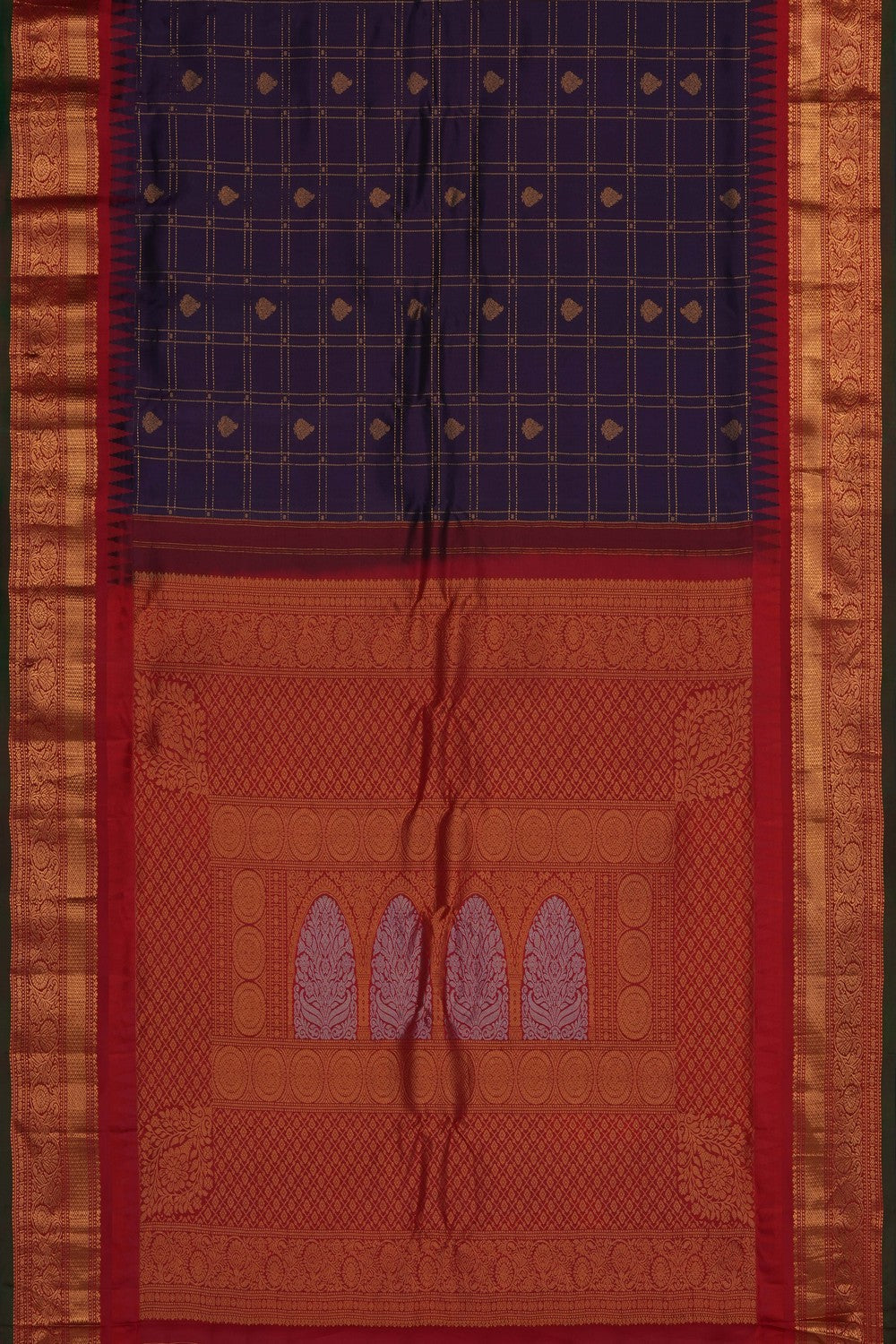 Image of Violet Gadwal Silk Kattam Saree