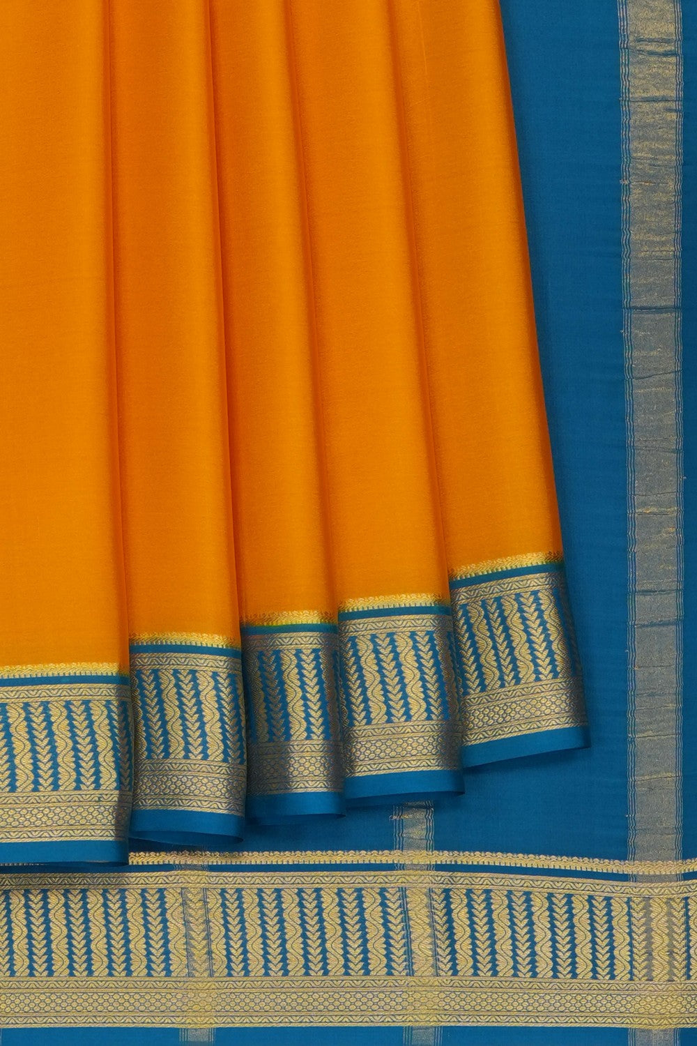 Image of Mustard Crepe Silk Saree