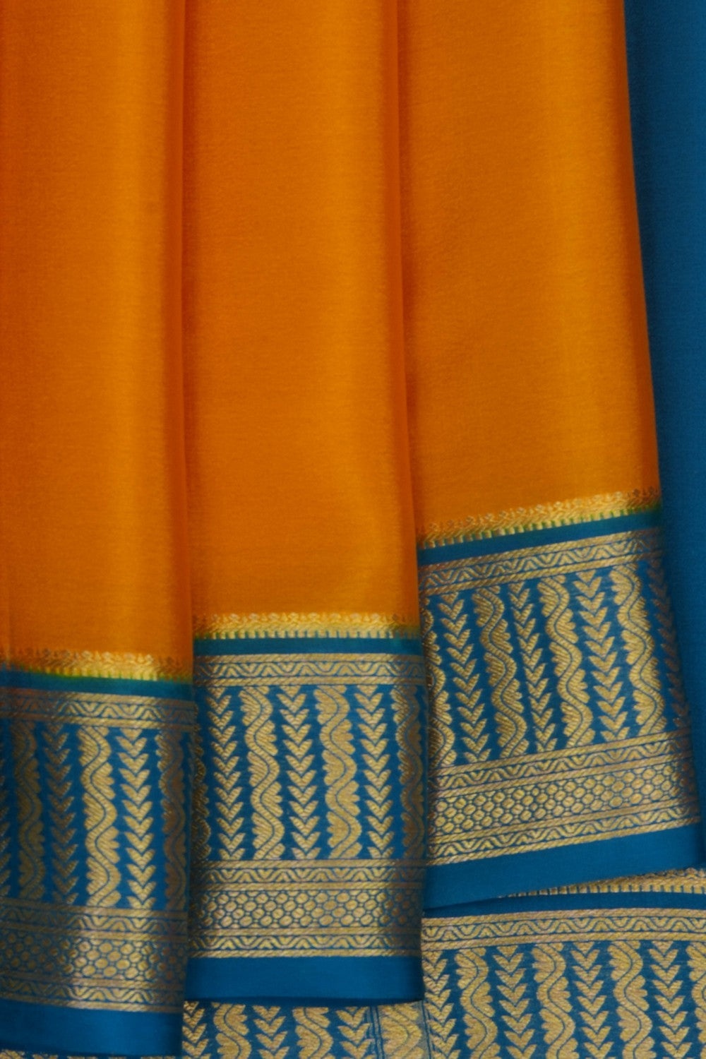 Image of Mustard Crepe Silk Saree