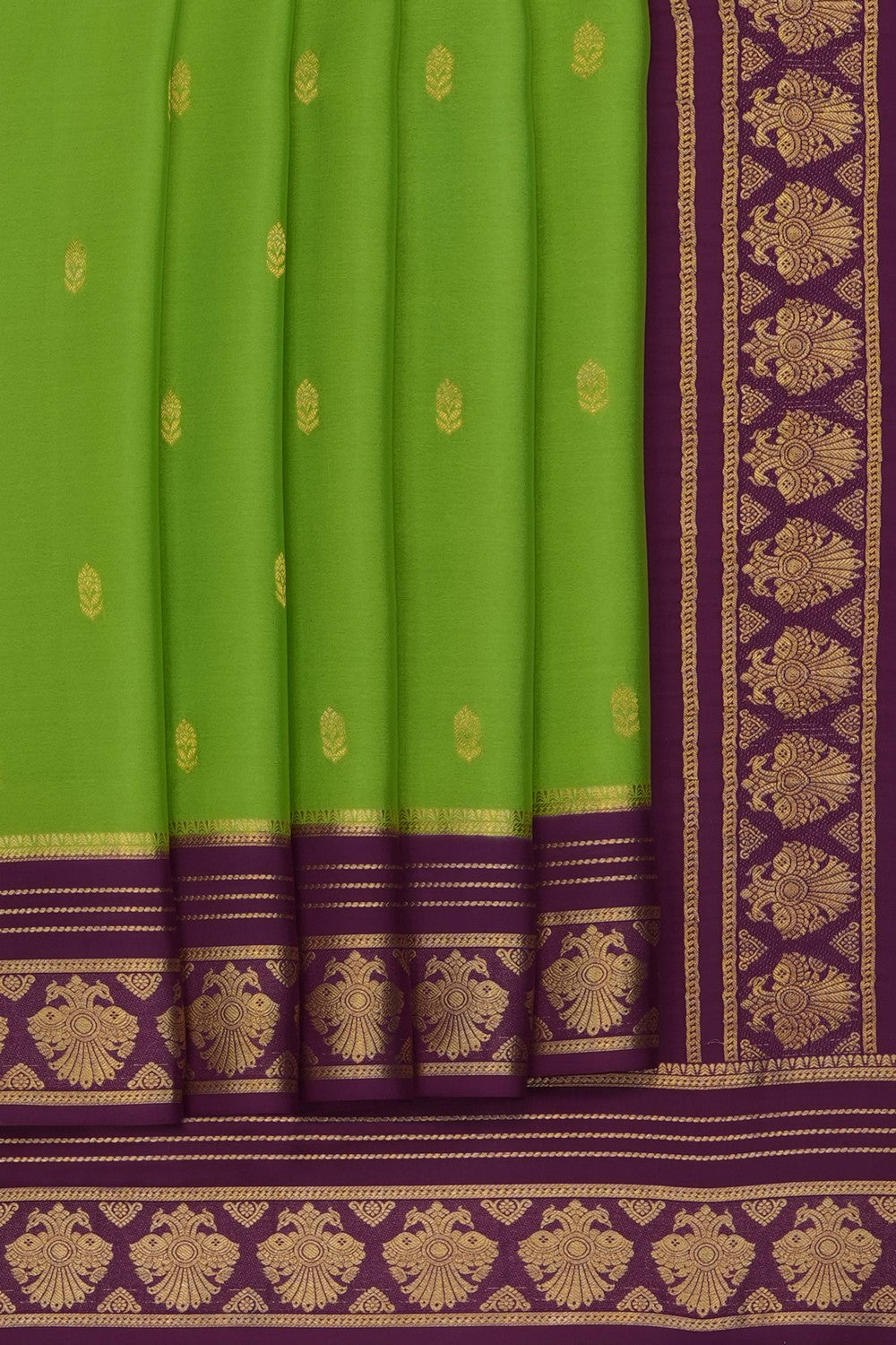 Image of Green Crepe Silk Saree