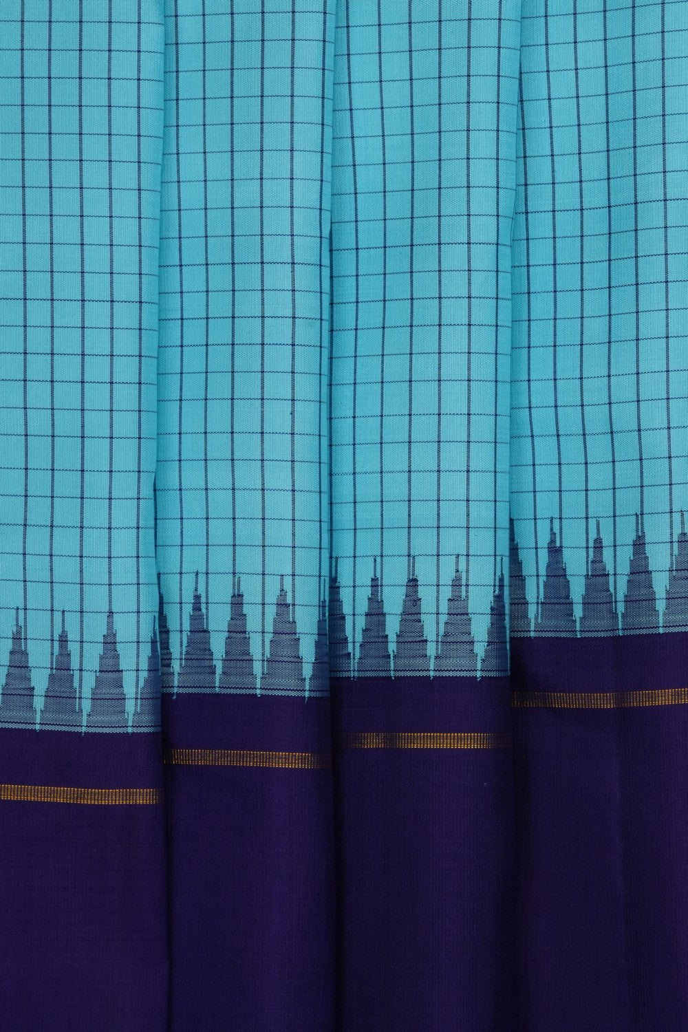 Image of Pond Blue Arani Silk Kattam Saree