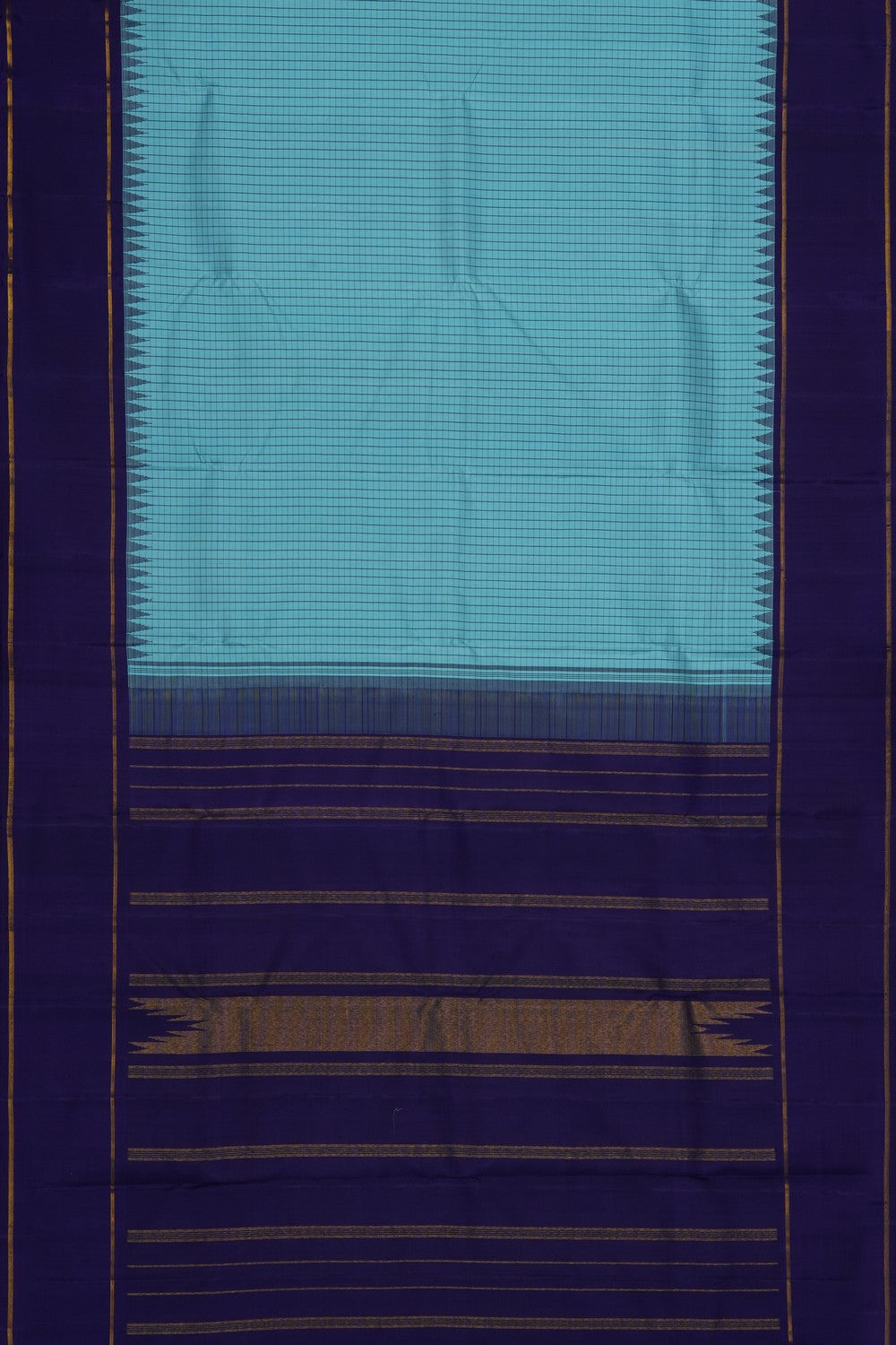 Image of Pond Blue Arani Silk Kattam Saree