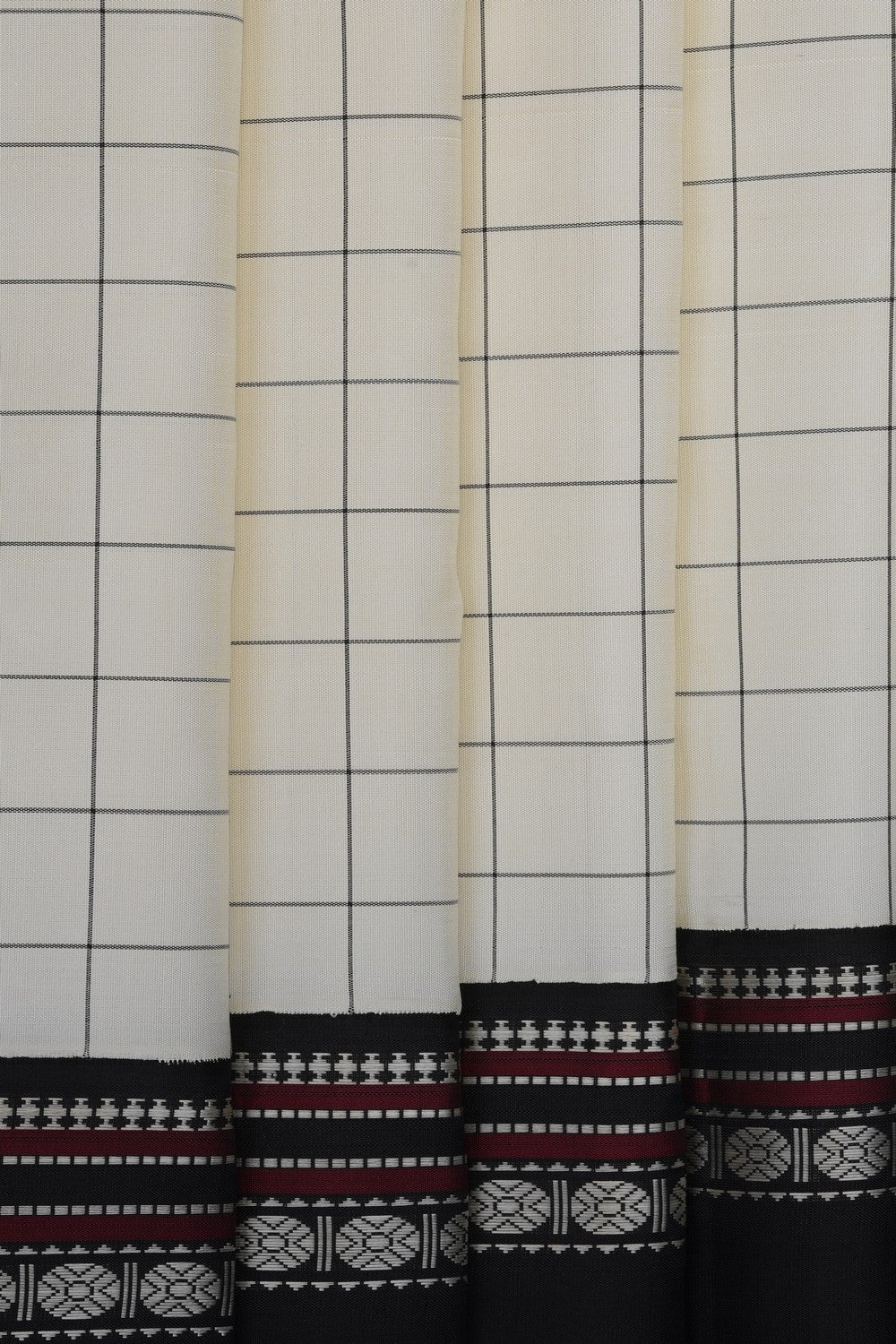 Image of Off-White Arani Silk Kattam Saree