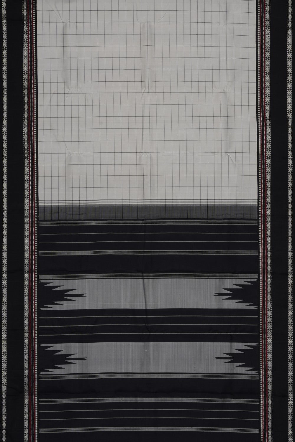 Image of Off-White Arani Silk Kattam Saree