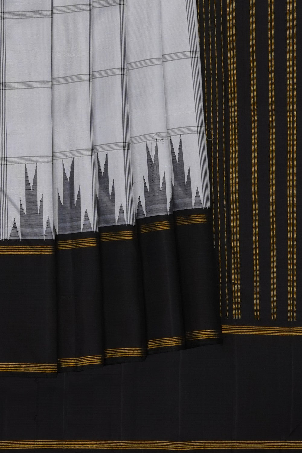 Image of Grey Arani Silk Kattam Saree