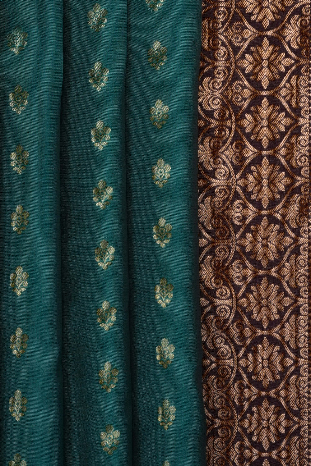 Image of Teal Blue South Silk Saree