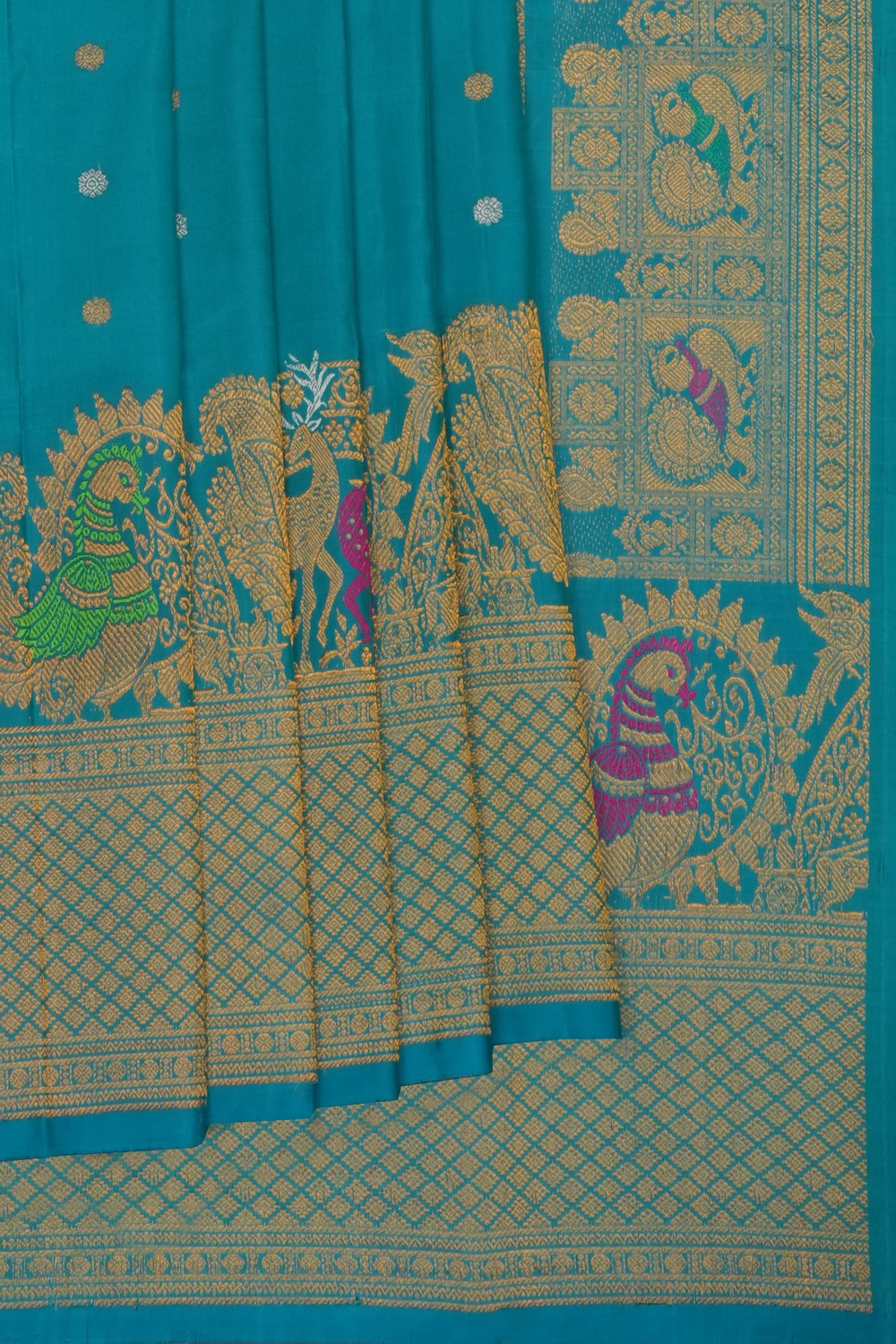 Image of Blue Gadwal Silk Saree