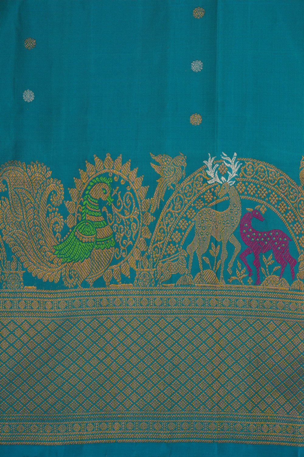 Image of Blue Gadwal Silk Saree