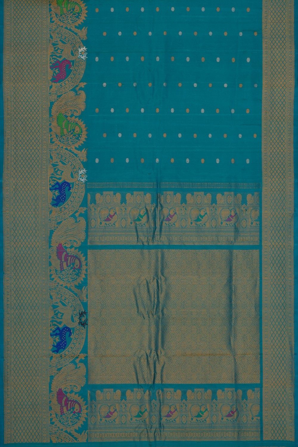 Image of Blue Gadwal Silk Saree