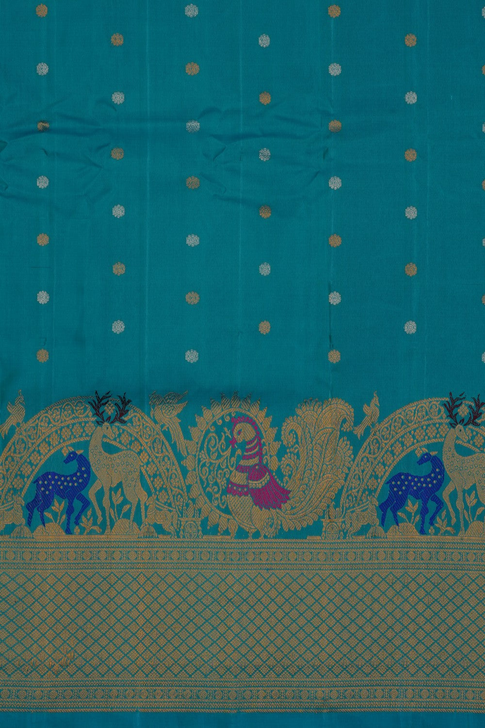 Image of Blue Gadwal Silk Saree