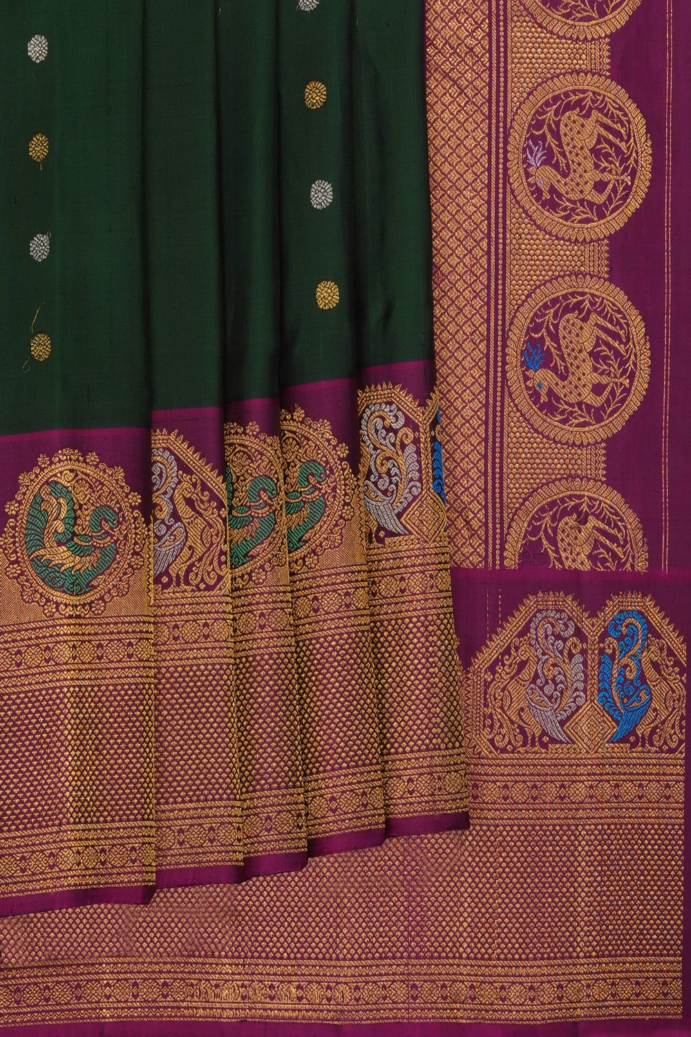 Image of Green Gadwal Silk Saree