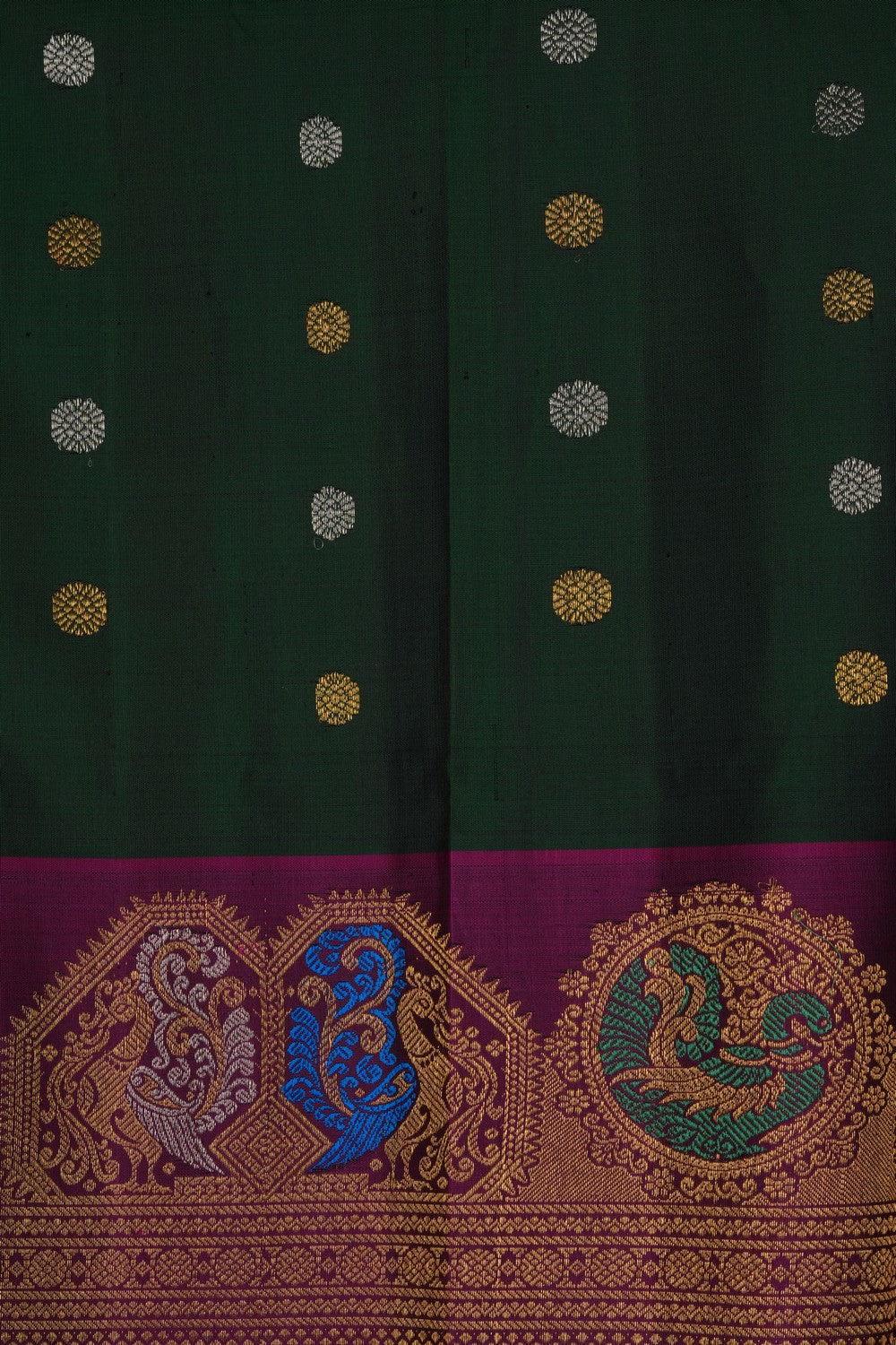 Image of Green Gadwal Silk Saree