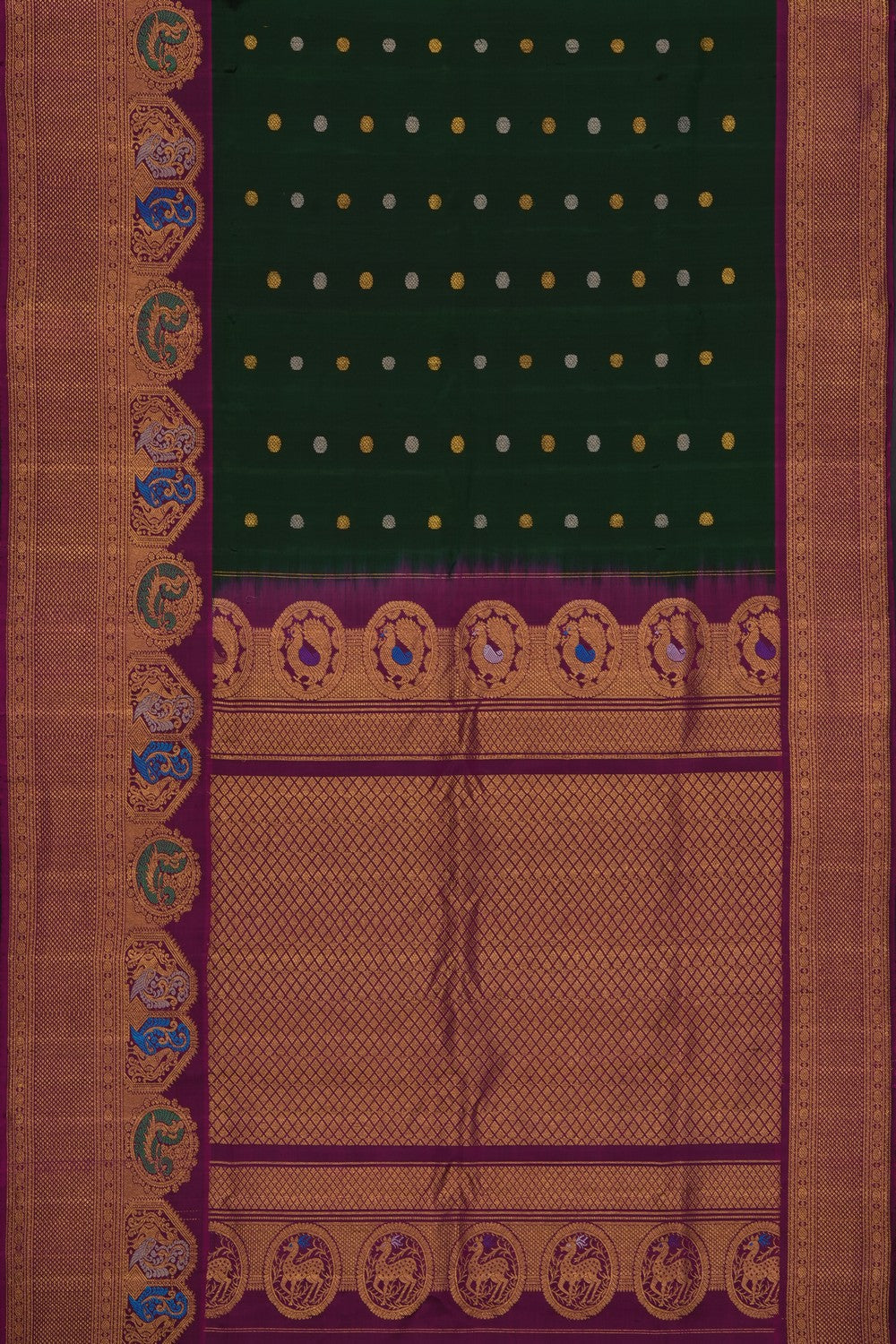 Image of Green Gadwal Silk Saree
