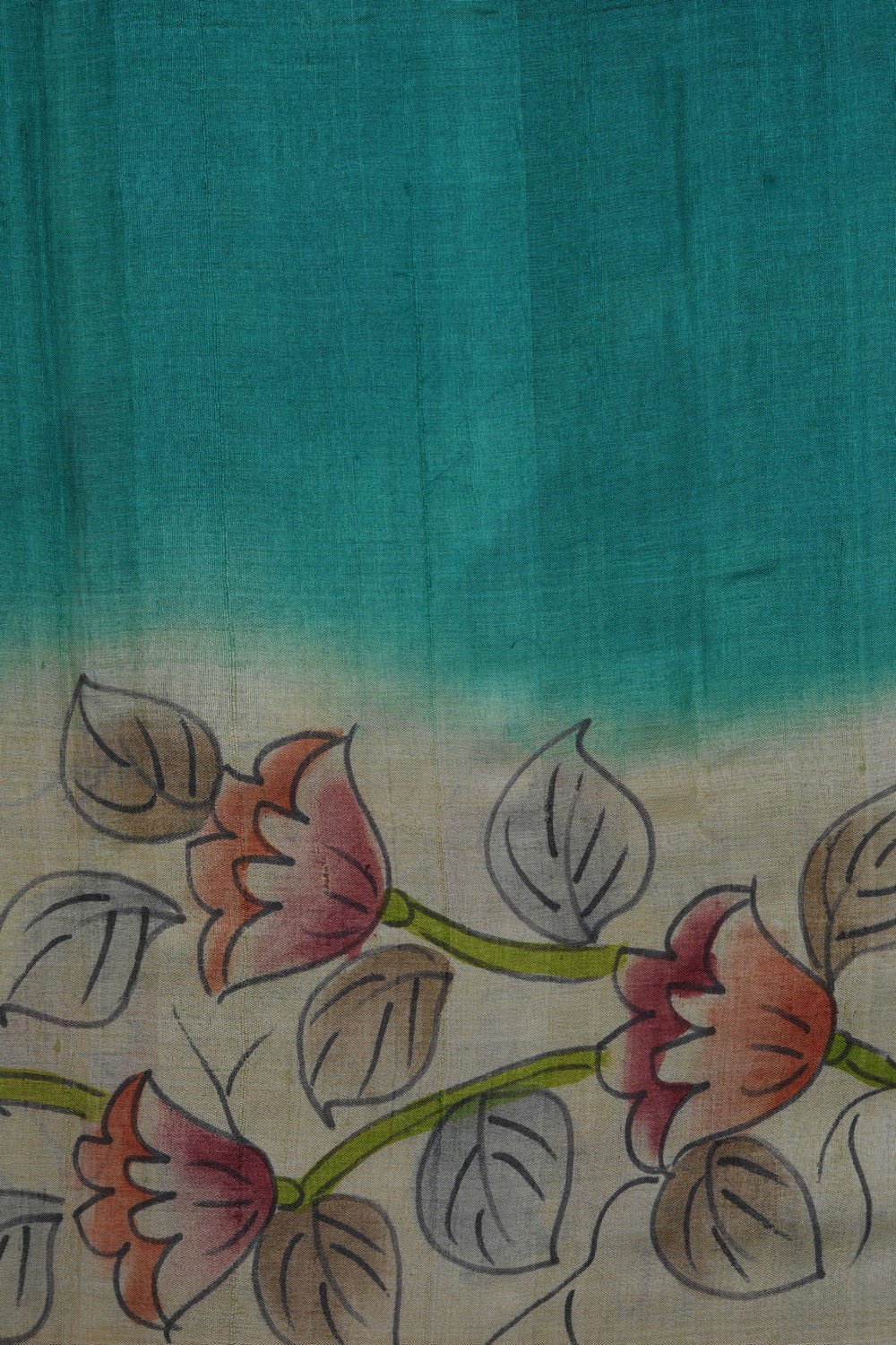Image of Sea Green Tussar Printed Saree