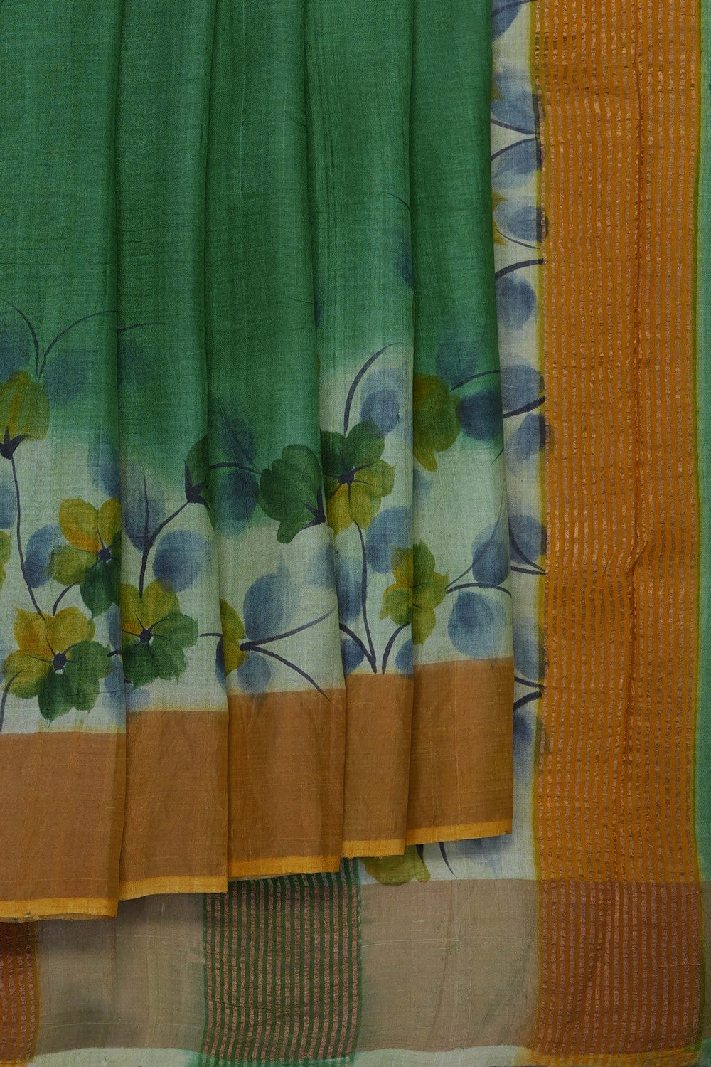 Image of Green Tussar Printed Saree
