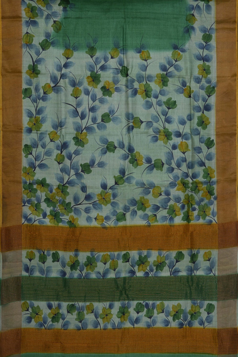 Image of Green Tussar Printed Saree