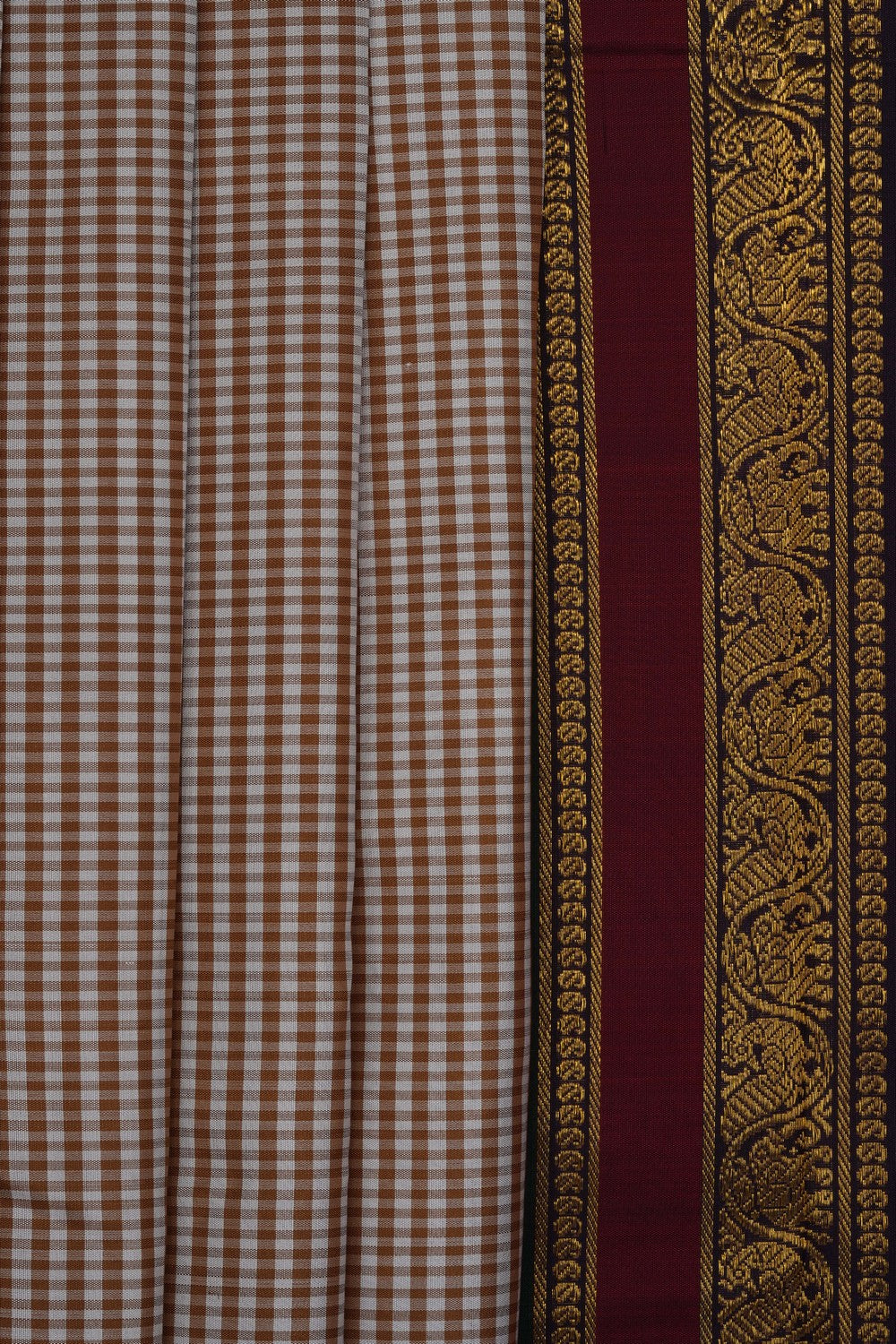 Image of Beige Arani Silk Kattam Saree