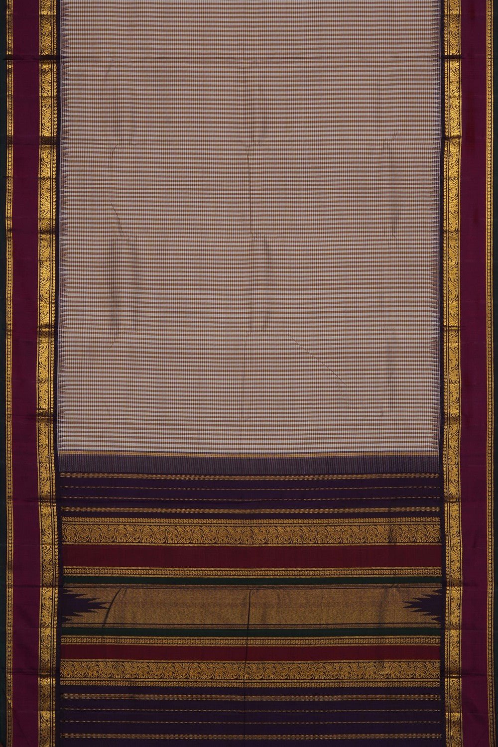 Image of Beige Arani Silk Kattam Saree