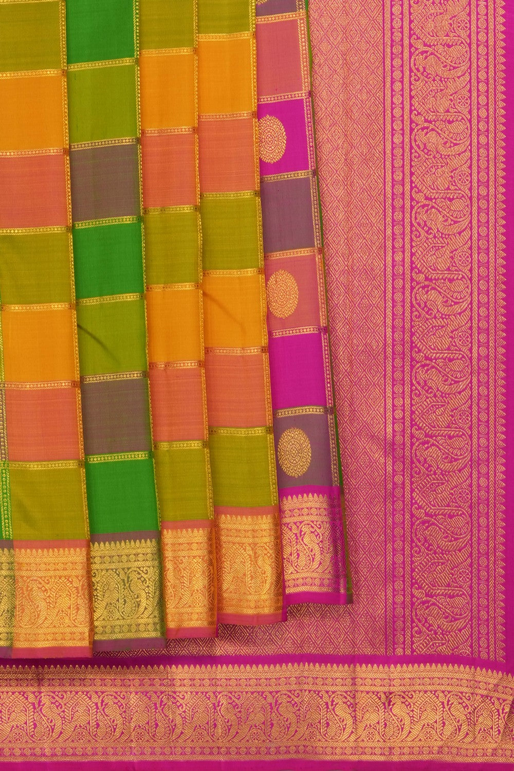 Image of Multi-Color Arani Silk Kattam Saree