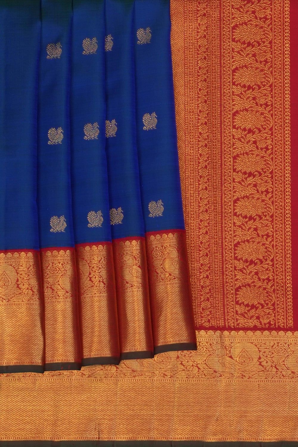 Image of Peacock Blue Arani Silk Saree
