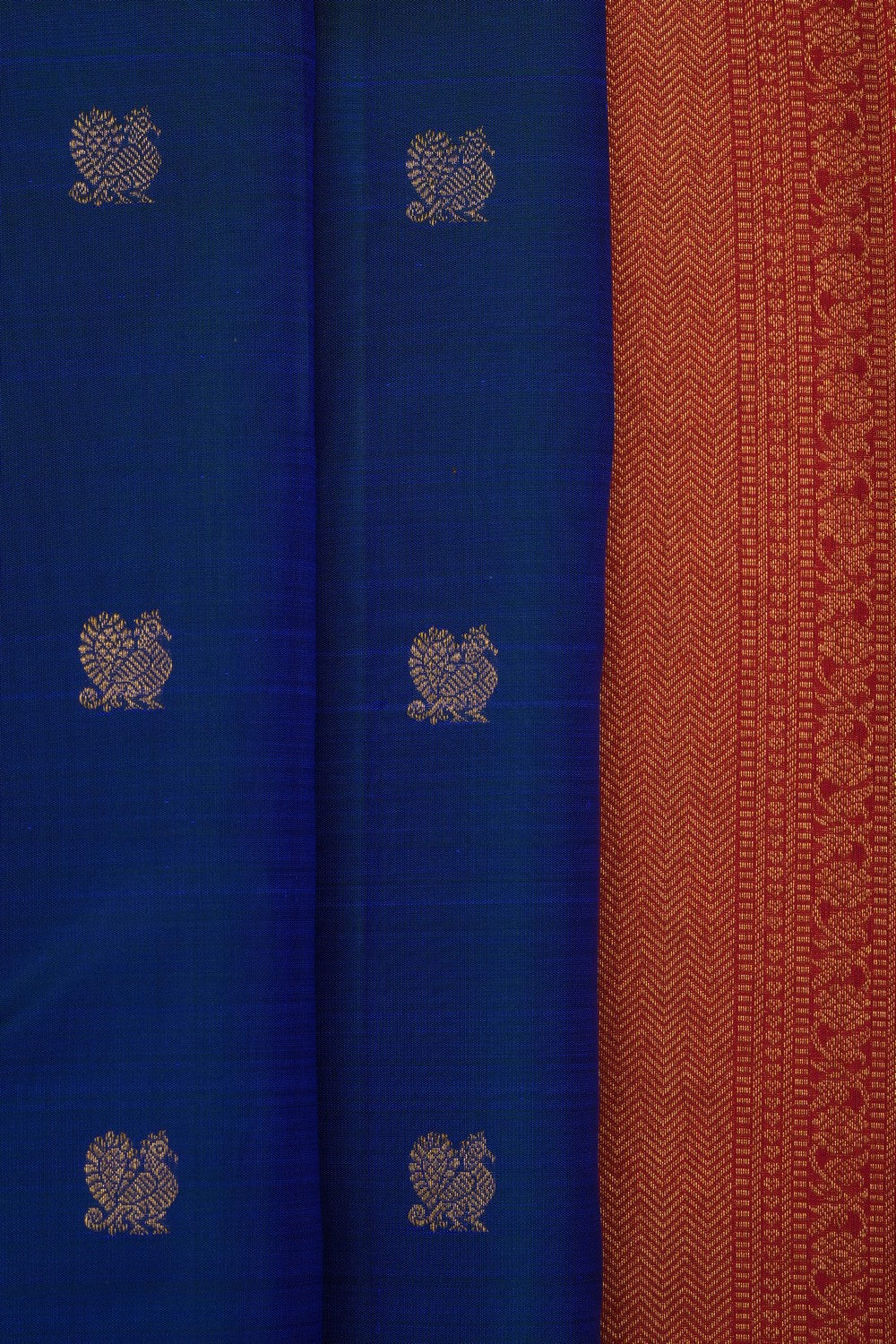 Image of Peacock Blue Arani Silk Saree